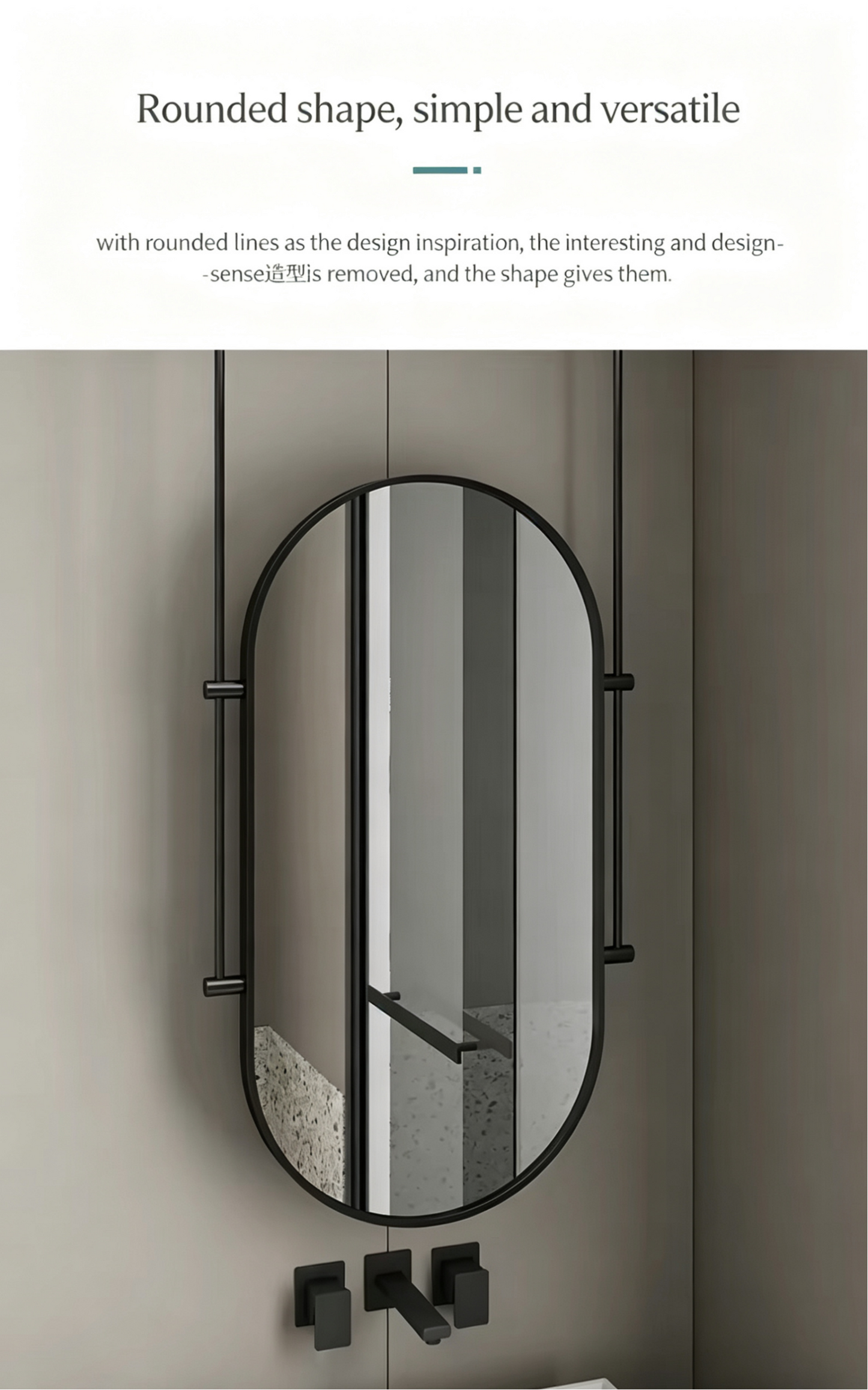 Sleek Ceiling-Hung Oval Mirror – Elevate Any Space Without Drilling Walls