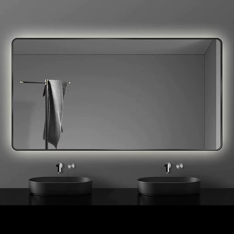 Rectangular mirror with frame, aluminum alloy/stainless steel, customizable, multifunctional, smart mirror, bathroom mirror, sanitary mirror, dressing mirror, lighting, anti-fog, explosion-proof mirror.