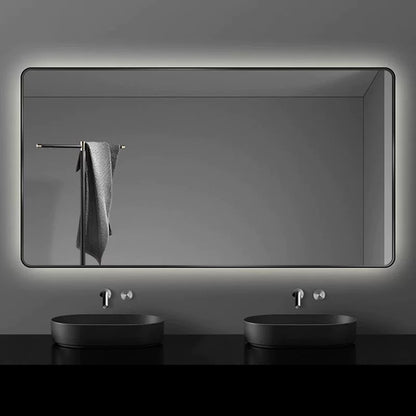 Rectangular mirror with frame, aluminum alloy/stainless steel, customizable, multifunctional, smart mirror, bathroom mirror, sanitary mirror, dressing mirror, lighting, anti-fog, explosion-proof mirror.