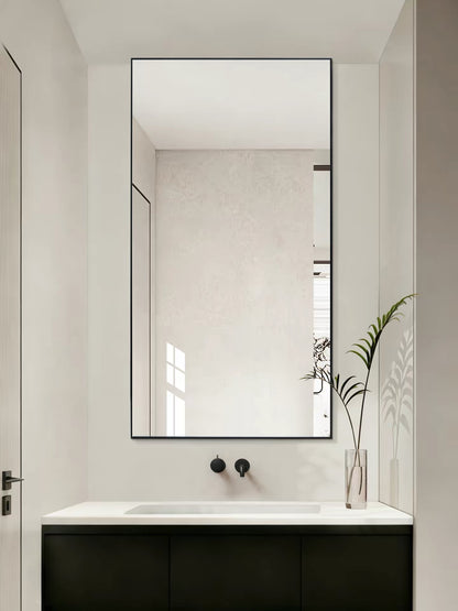 Rectangular mirror with frame, aluminum alloy/stainless steel, customizable, multifunctional, smart mirror, bathroom mirror, sanitary mirror, dressing mirror, lighting, anti-fog, explosion-proof mirror.