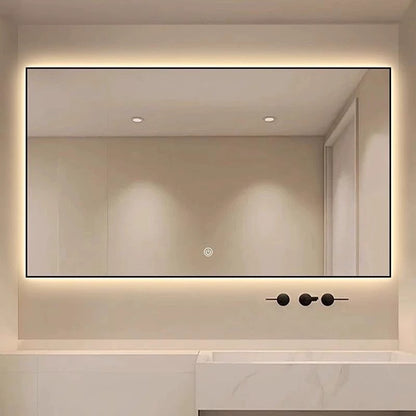 Rectangular mirror with frame, aluminum alloy/stainless steel, customizable, multifunctional, smart mirror, bathroom mirror, sanitary mirror, dressing mirror, lighting, anti-fog, explosion-proof mirror.