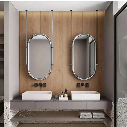 Sleek Ceiling-Hung Oval Mirror – Elevate Any Space Without Drilling Walls