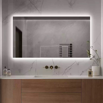 Rectangular mirror with frame, aluminum alloy/stainless steel, customizable, multifunctional, smart mirror, bathroom mirror, sanitary mirror, dressing mirror, lighting, anti-fog, explosion-proof mirror.