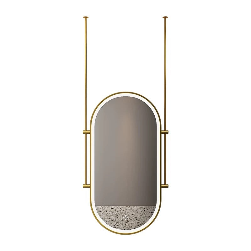 Sleek Ceiling-Hung Oval Mirror – Elevate Any Space Without Drilling Walls