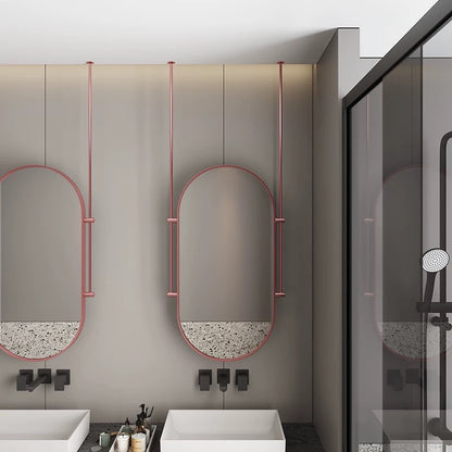 Sleek Ceiling-Hung Oval Mirror – Elevate Any Space Without Drilling Walls