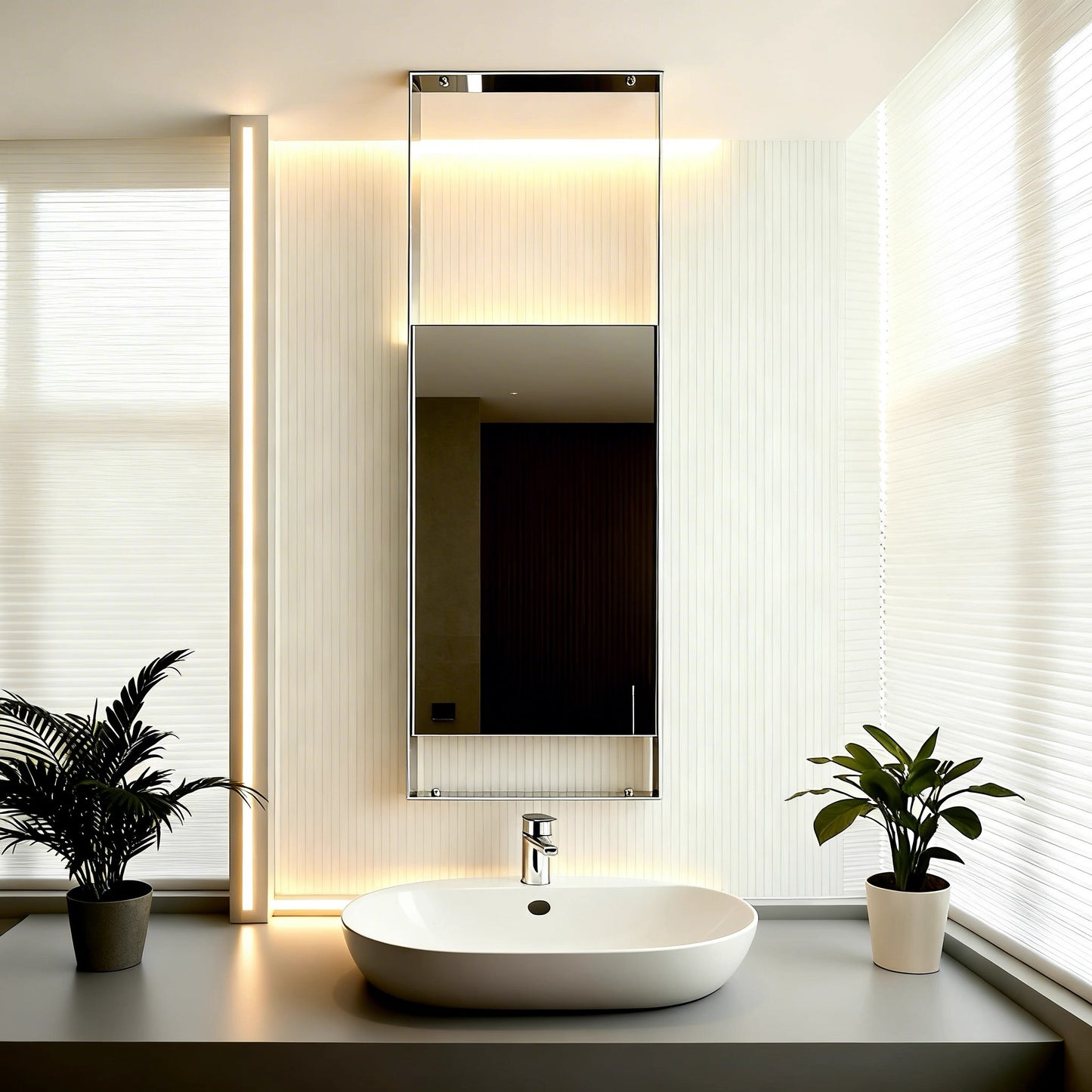 Sleek Ceiling-Hung Oval Mirror – Elevate Any Space Without Drilling Walls-3