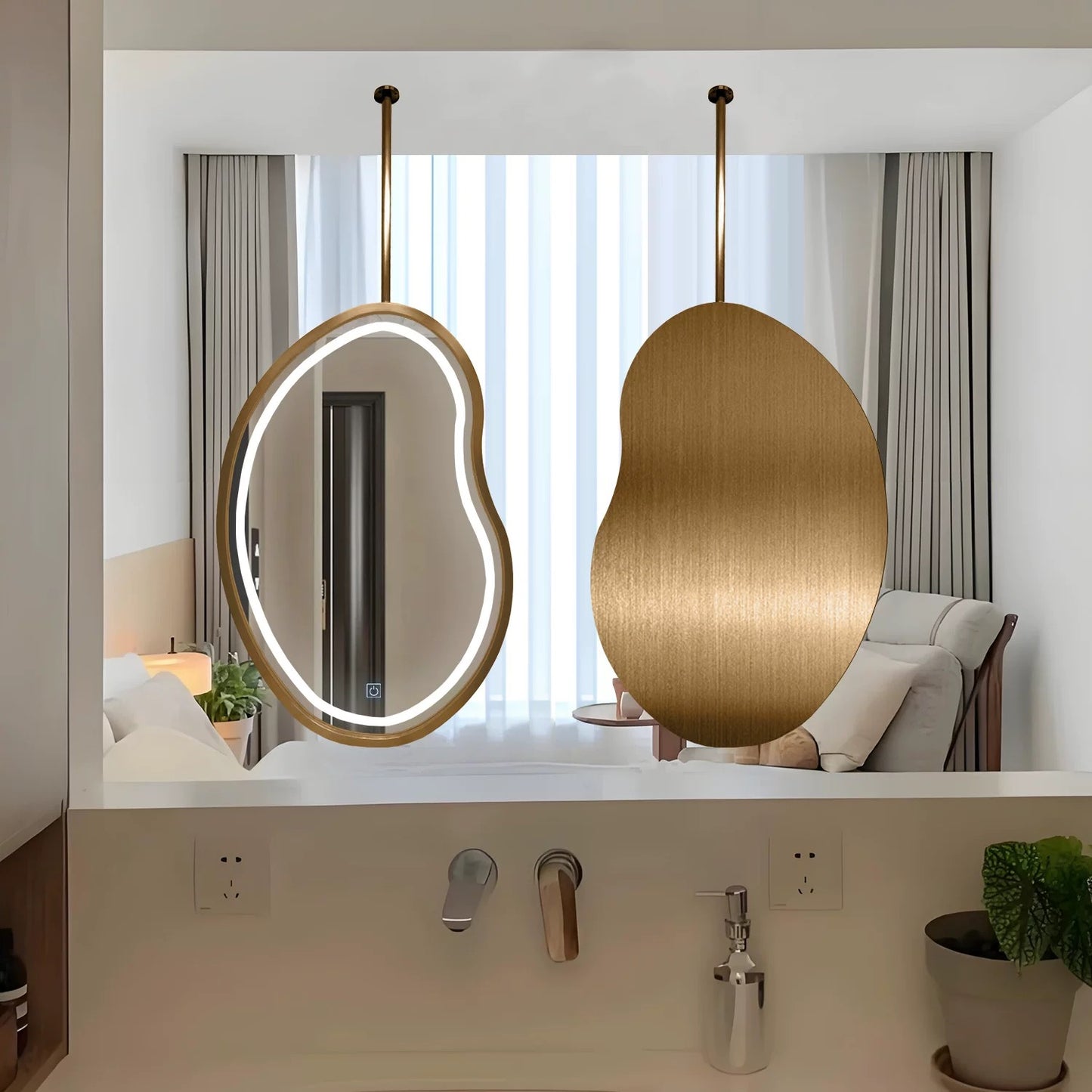 Hanging Mirror, Stainless Steel Mirror, Bathroom Mirror, Decorative Mirror, Creative Mirror, LED Lighting, Anti-fog, Anti-explosion Mirror, Screen Mirror.