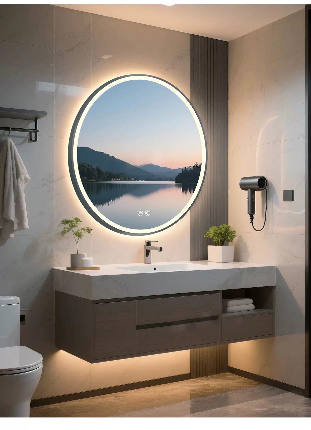 360° Rotatable & Extensible LED Smart Mirror, Retractable Swing Arm Shaving Makeup Mirror, HD Clear Anti-Fog Wall Mount Mir