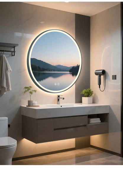 360° Rotatable & Extensible LED Smart Mirror, Retractable Swing Arm Shaving Makeup Mirror, HD Clear Anti-Fog Wall Mount Mir