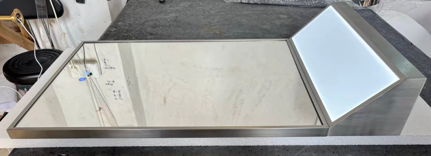 Bathroom mirror front cover light, anti-fog, explosion-proof, smart mirror, stainless steel, custom-made, wall-mounted dressing mirror.