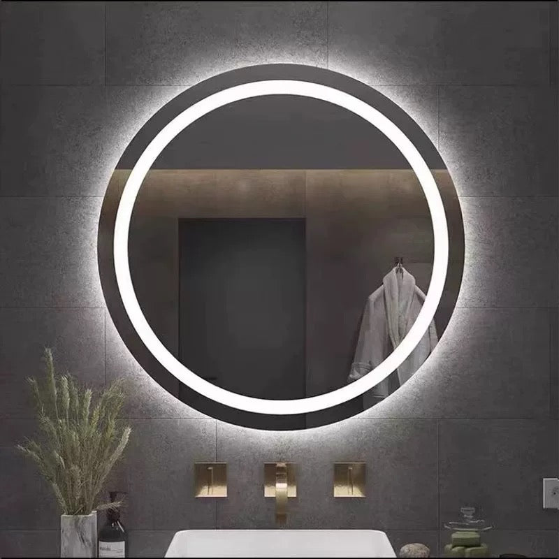 Circular LED Smart Matte Ring Lighting Non-Copper Mirror Anti-Fog Bathroom Makeup Mirror