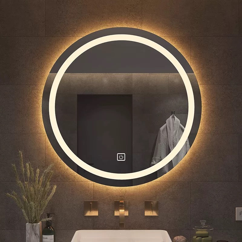 Circular LED Smart Matte Ring Lighting Non-Copper Mirror Anti-Fog Bathroom Makeup Mirror