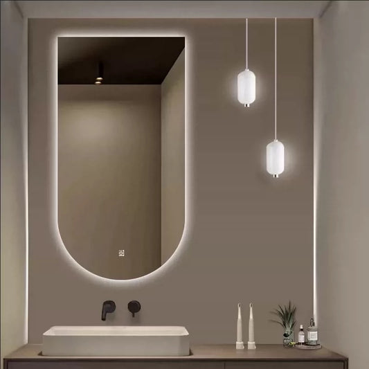 Arch-shaped LED smart backlighting, non-copper mirror, anti-fog bathroom dressing mirror, sink countertop mirror.