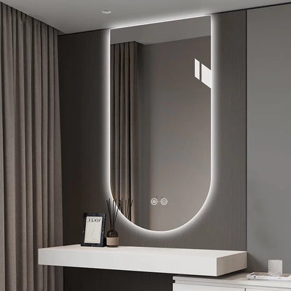 Arch-shaped LED smart backlighting, non-copper mirror, anti-fog bathroom dressing mirror, sink countertop mirror.