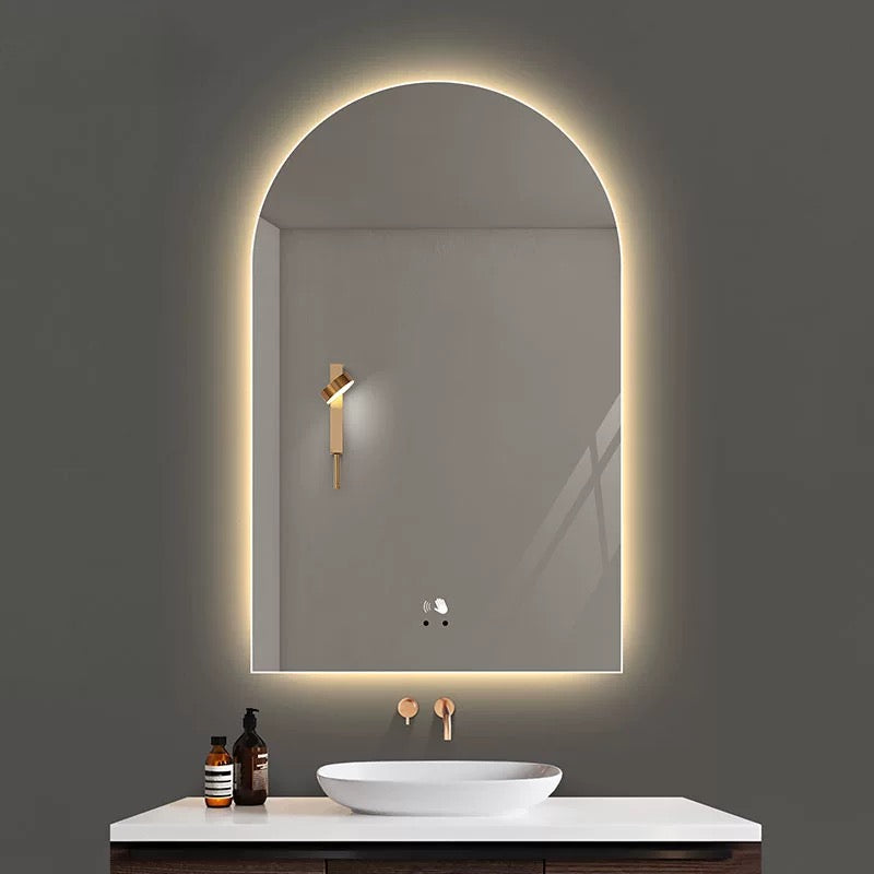 Arch-shaped LED smart backlighting, non-copper mirror, anti-fog bathroom dressing mirror, sink countertop mirror.