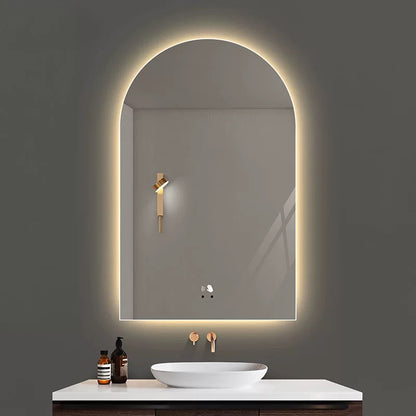 Arch-shaped LED smart backlighting, non-copper mirror, anti-fog bathroom dressing mirror, sink countertop mirror.