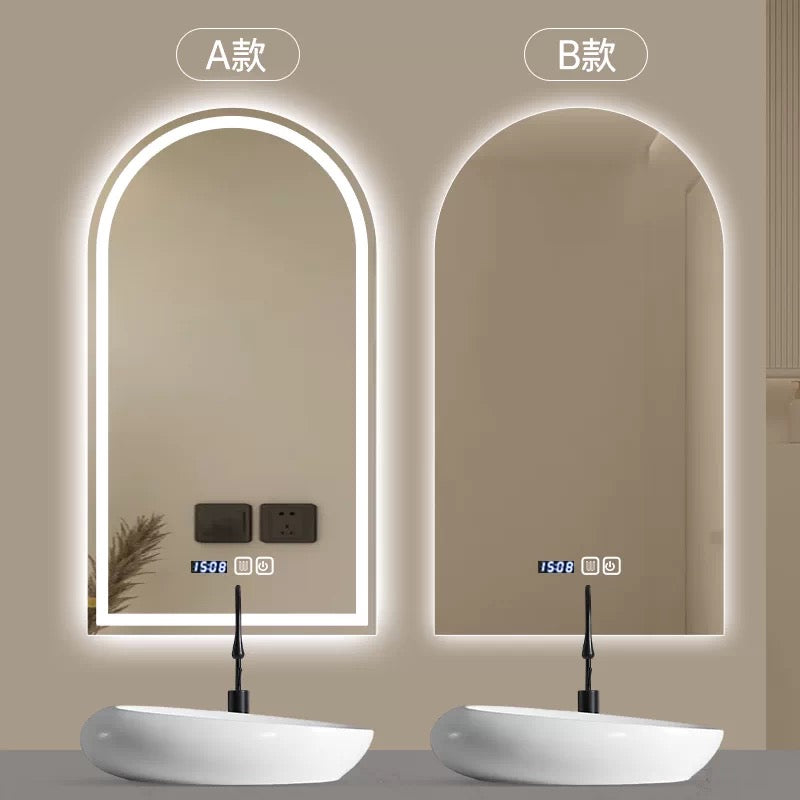 Arch-shaped LED smart backlighting, non-copper mirror, anti-fog bathroom dressing mirror, sink countertop mirror.