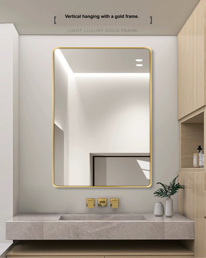 Rectangular mirror with frame, aluminum alloy/stainless steel, customizable, multifunctional, smart mirror, bathroom mirror, sanitary mirror, dressing mirror, lighting, anti-fog, explosion-proof mirror.