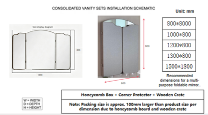 Makeup mirror available in customizable, foldable, multi-functional, explosion-proof mirror, light-emitting, fog-resistant, bathroom mirror, display mirror, and full-body mirror.