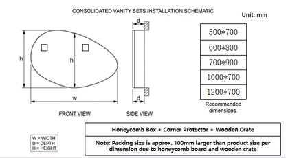 Artistic Mirror, Unique Shape Mirror, Bathroom Mirror, Anti-explosion LED Mirror, Anti-fog, Anti-mildew, Copper-free Mirror, Makeup Mirror.